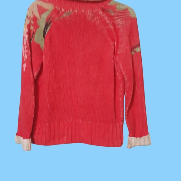 Vintage‎ Embroidery Floral Grannycore Knit Boho Zip Up Festival Red XS Sweater - Picture 7 of 7